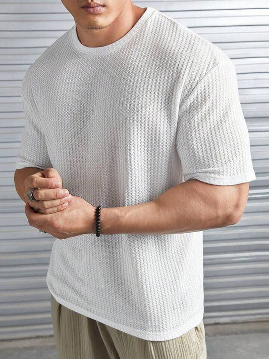 Fashbex - Oversized Waffle Knit Tee For Men - WHITE