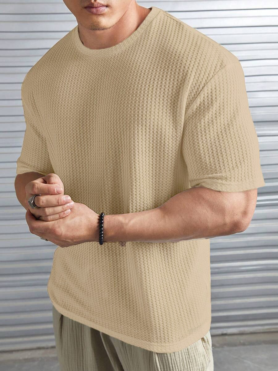 Fashbex - Oversized Waffle Knit Tee For Men - Beige