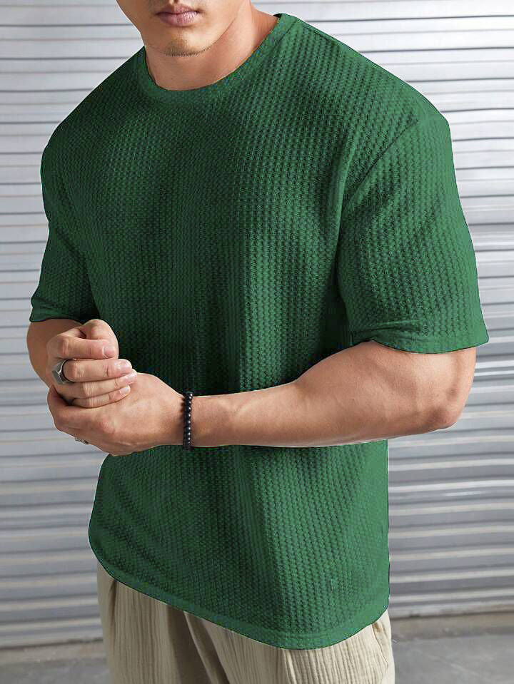 Fashbex - Oversized Waffle Knit Tee For Men - Olive