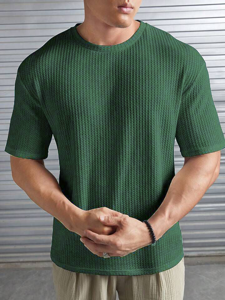 Fashbex - Oversized Waffle Knit Tee For Men - Olive